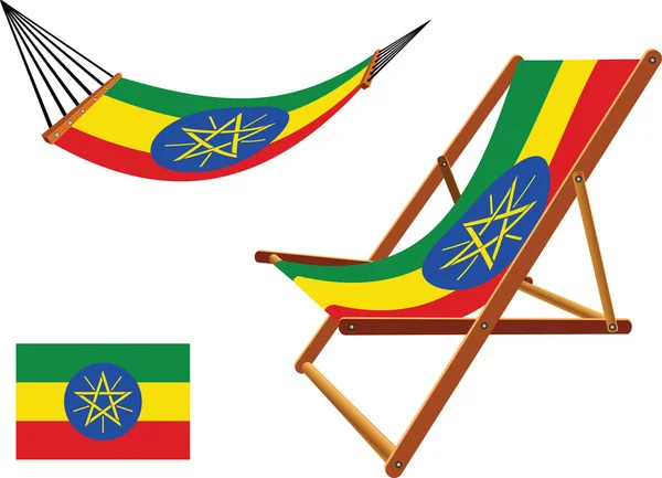 Ethiopia hammock and deck chair set — Stock Vector