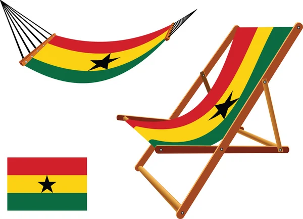 Ghana hammock and deck chair set — Stock Vector