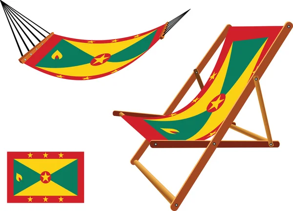 Grenada hammock and deck chair set — Stock Vector