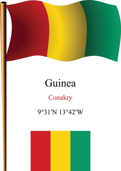 Guinea wavy flag and coordinates — Stock Vector