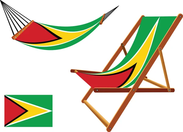 Guyana hammock and deck chair set — Stock Vector