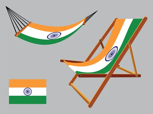 India hammock and deck chair set — Stock Vector