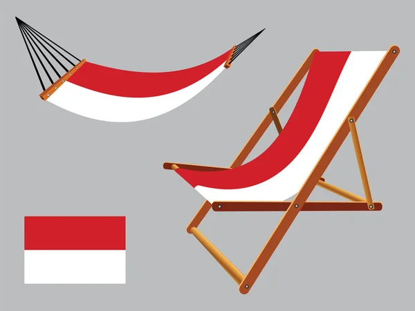 Set di sedie a sdraio e amaca indonesia — Vettoriale Stock