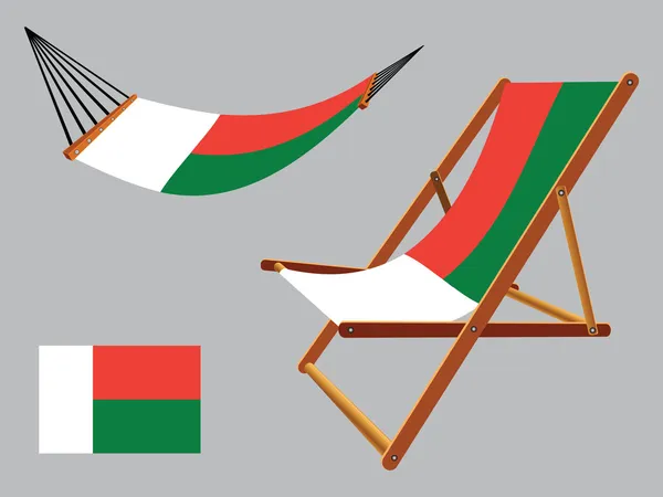Madagáscar rede e deck cadeira set — Vetor de Stock