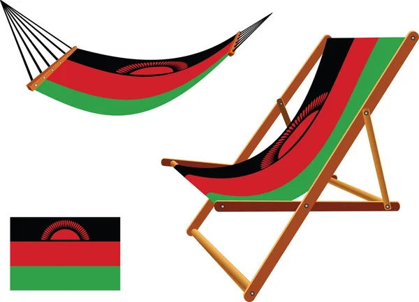 Malawi hammock and deck chair set — Stock Vector