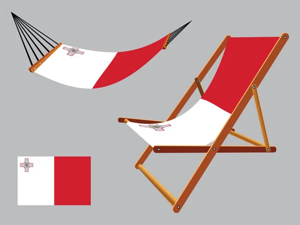 马耳他吊床和甲板上的椅子套 — 图库矢量图片