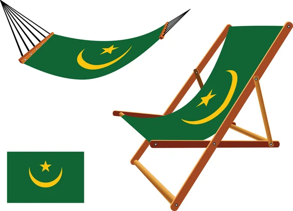 Mauritania hammock and deck chair set — Stock Vector