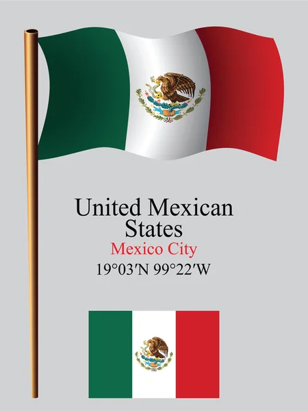 メキシコの波状の旗、座標 — ストックベクタ