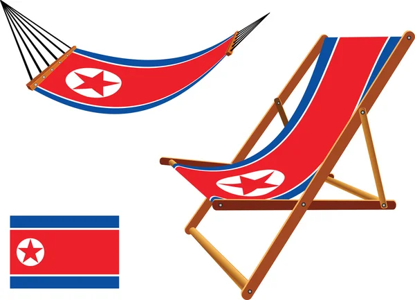 Nordkorea hängmatta och däck stol som — Stock vektor