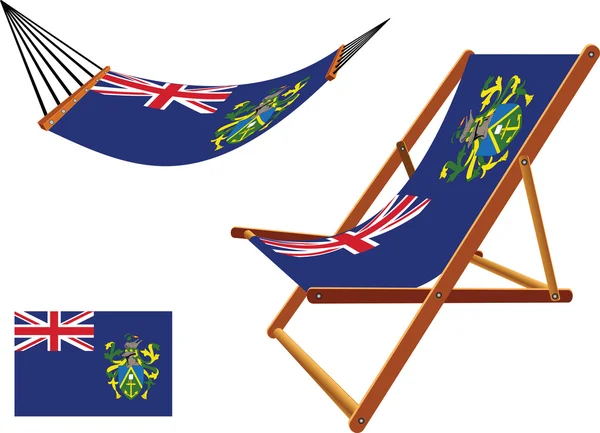 Pitcairn islands hammock and deck chair set — Stock Vector