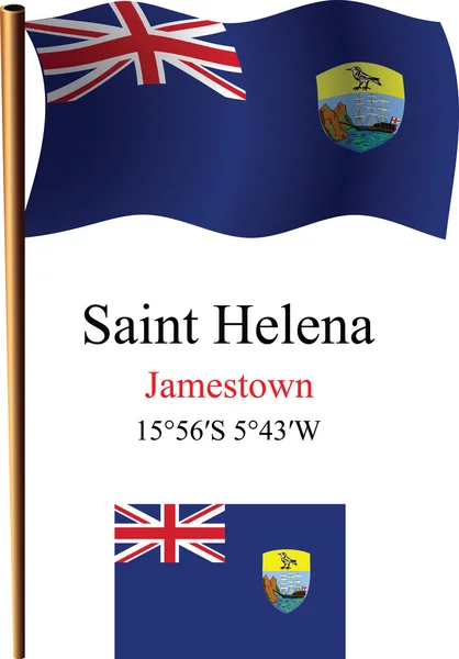 圣海伦娜波浪国旗和坐标 — 图库矢量图片