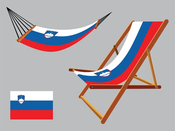 Slovenia hammock and deck chair set — Stock Vector
