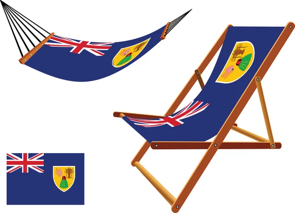 Turks and caicos islands hammock and deck chair — Stock Vector