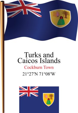 Turks ve caicos Adaları dalgalı bayrak ve koordinatları