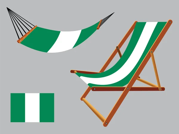 Nigeria rede e deck cadeira set — Vetor de Stock