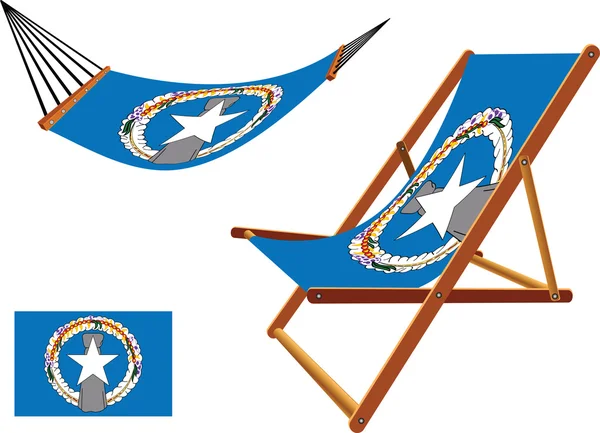 Northern mariana islands hammock and deck chair set — Stock Vector