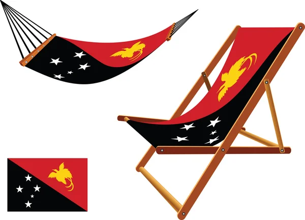 Papua new guinea hammock and deck chair set — Stock Vector