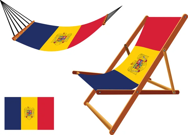 Romania hammock and deck chair set — Stock Vector