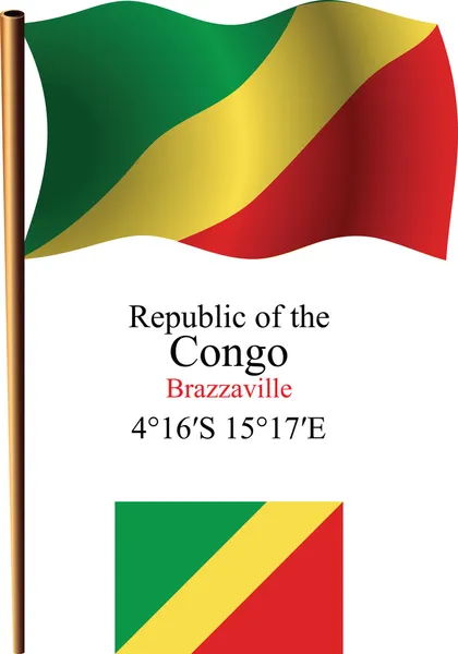 Republic of the congo wavy flag and coordinates — Stock Vector