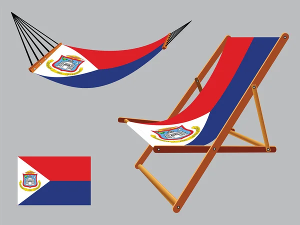 Saint martin hammock and deck chair set — Stock Vector