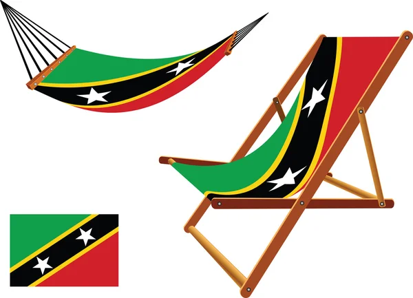 Saint kitts and nevis hammock and deck chair set — Stock Vector