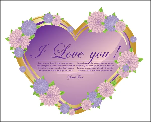 Tarjeta de felicitación abstracta con corazones violetas brillantes . — Vector de stock