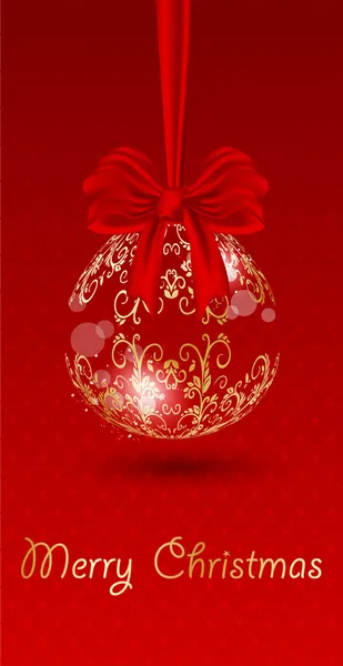 Christmas bell on red background — Stock Vector