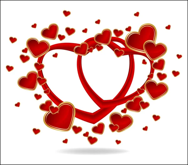 Illustration avec anneaux de mariage et coeur rouge — Image vectorielle