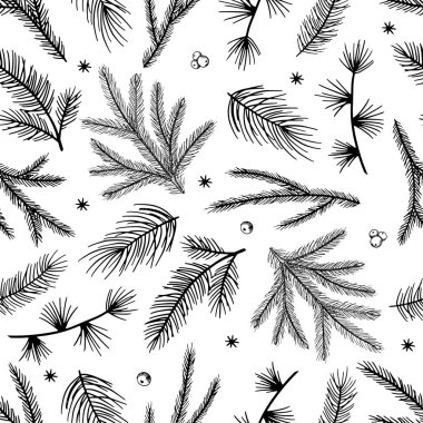 Noel Ağacı Dekorasyonları, Çam Dalları el çizimi sanat tasarımı çizimi çizimi çizimi çizimleri.