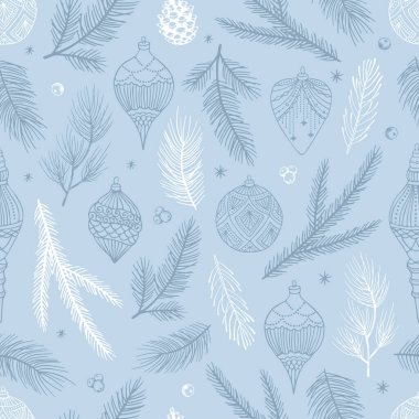 Noel ve Yeni Yıl kusursuz desen, vektör xmas arkaplan