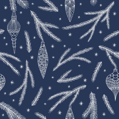 Noel ve Yeni Yıl kusursuz desen, vektör xmas arkaplan