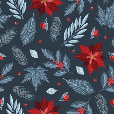 Noel ve Yeni Yıl kusursuz desen, vektör xmas arkaplan