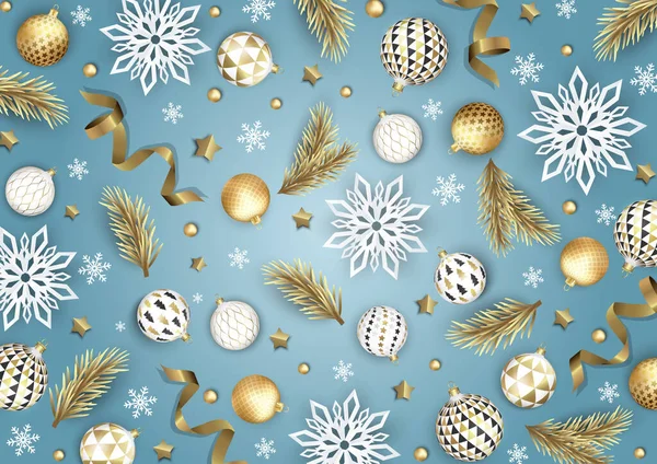З Різдвом і Новим Роком. Xmas background with Snowflakes and ball design. — стоковий вектор