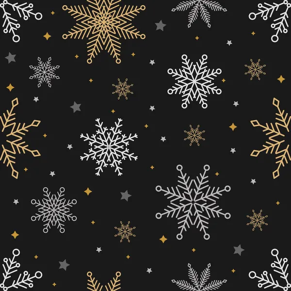 간단 한 크리스마스 솔기없는 패턴이야. 다른 장식 이 있는 눈송이. 흰 배경 위 에서 — 스톡 벡터