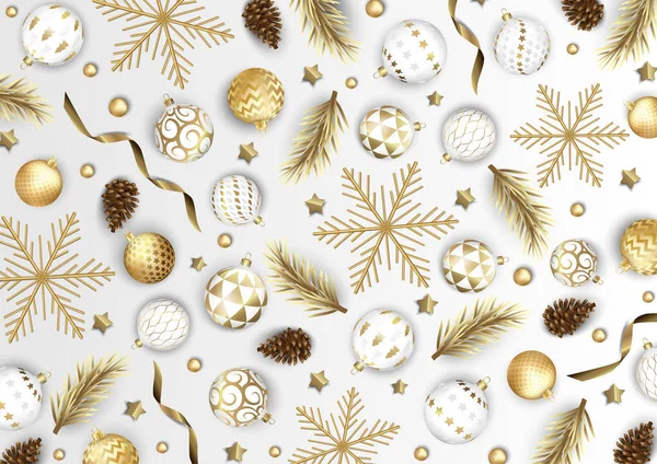 Veselé Vánoce a šťastný nový rok. Vánoční Slavnostní pozadí s realistickými 3D objekty, modré a zlaté koule. — Stockový vektor
