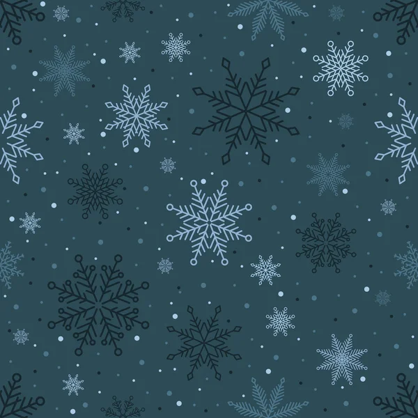 Patrón simple sin costuras de Navidad. Copos de nieve con diferentes ornamentos. Sobre fondo blanco — Vector de stock