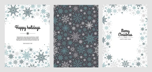 Set Frohe Weihnachten abstrakte Karte mit Schneeflocke. Weihnachtsverkauf, Urlaub Web-Banner. — Stockvektor