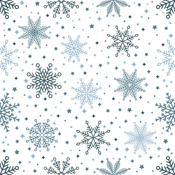 Простой рождественский рисунок без монет. Снежинки с разными орнаментами. На белом фоне — стоковый вектор