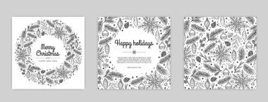 Mutlu Noeller ve mutlu yıllar geçmiş seti, tebrik kartları, posterler, tatil örtüleri.