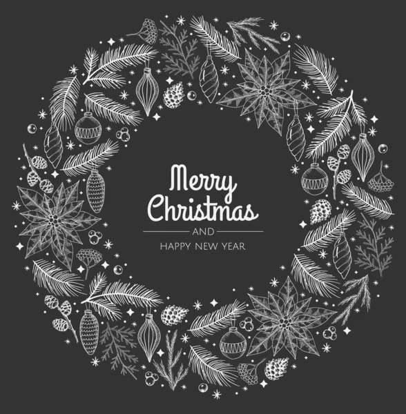 Ghirlanda natalizia con rami e pigne. Progettazione per le tue cartoline, banner, volantini. — Vettoriale Stock