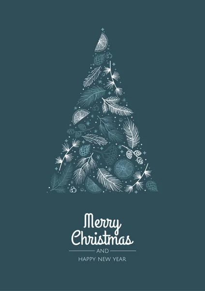Ano Novo cartão de saudação com uma árvore de Natal estilizada. —  Vetores de Stock