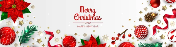 Veselé Vánoce prodejní banner šablony. Pozdrav, banner, plakát, záhlaví stránky — Stockový vektor