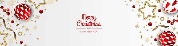 Boldog karácsonyi eladás banner sablon. Üdvözlőlap, banner, poszter, weboldal fejléc — Stock Vector