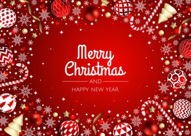 Noel ve Yeni Yıl geçmişi. Parlak Kış Tatil Kompozisyonu. Tebrik kartı, afiş, poster