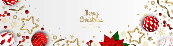 Feliz Navidad venta banner plantilla. Tarjeta de felicitación, banner, cartel, encabezado para el sitio web — Vector de stock