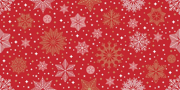 Christmas seamless pattern with geometric motifs. Snowflakes with different ornaments. — Stockvektor