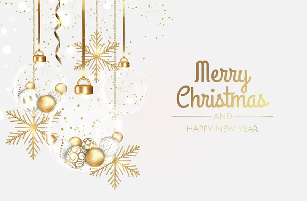 Christmas balls. Happy New Year and Merry Christmas. Background with realistic 3d Xmas balls. Vector illustration — 图库矢量图片