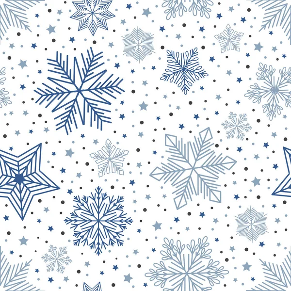 Простой рождественский рисунок без монет. Снежинки с разными орнаментами. На белом фоне — стоковый вектор