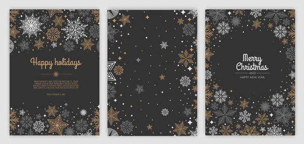 Set Feliz Navidad Tarjeta Abstracta con copo de nieve. Venta de Navidad, banner web de vacaciones. — Archivo Imágenes Vectoriales