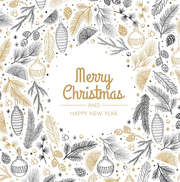 Рождество и Новый год. Светлая зимняя праздничная композиция. Открытки, баннер, плакат — стоковый вектор